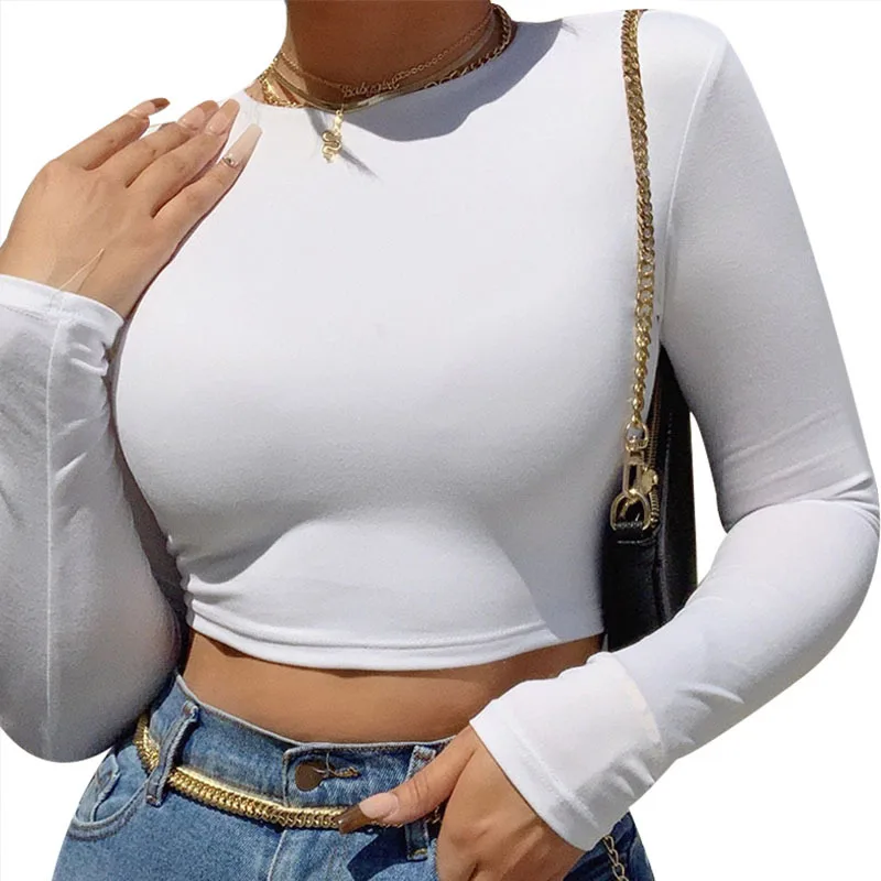 

2021 long sleeve printed color blouse crop tops for women sexy tops