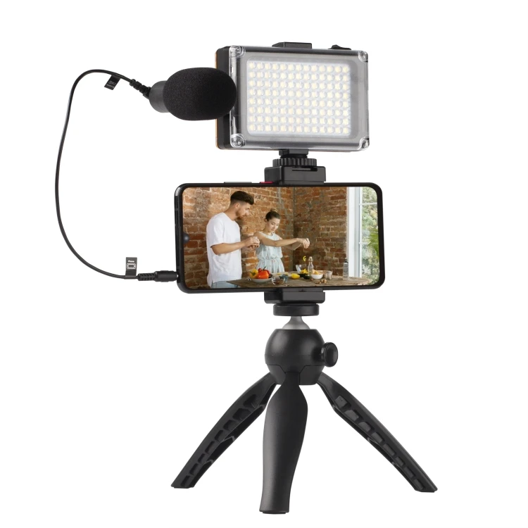 

Dropshipping ADAI VK-03 Live Broadcast Video Shooting Mobile Phone LED Fill Light Microphone Tripod Set(Red)