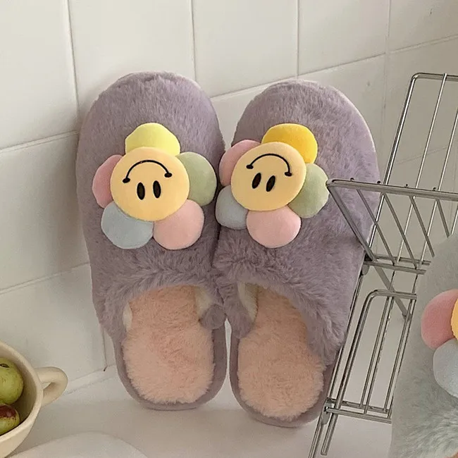 

New Fashion furs talonflame plush Home Winter Soft smiley face slippers, Picture