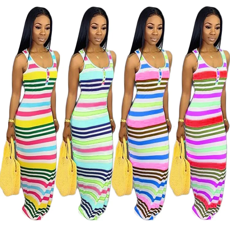 

10510-MX91 striped print summer hot trending girls dresses sehe fashion