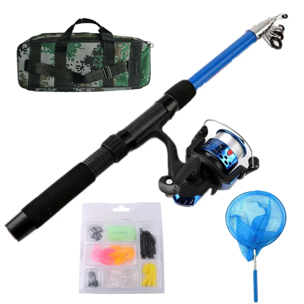 

Amazon Children Fishing Rod and Reel Combo Full Kit with Line Lures Hooks Landing Net Portable Camouflage Bag