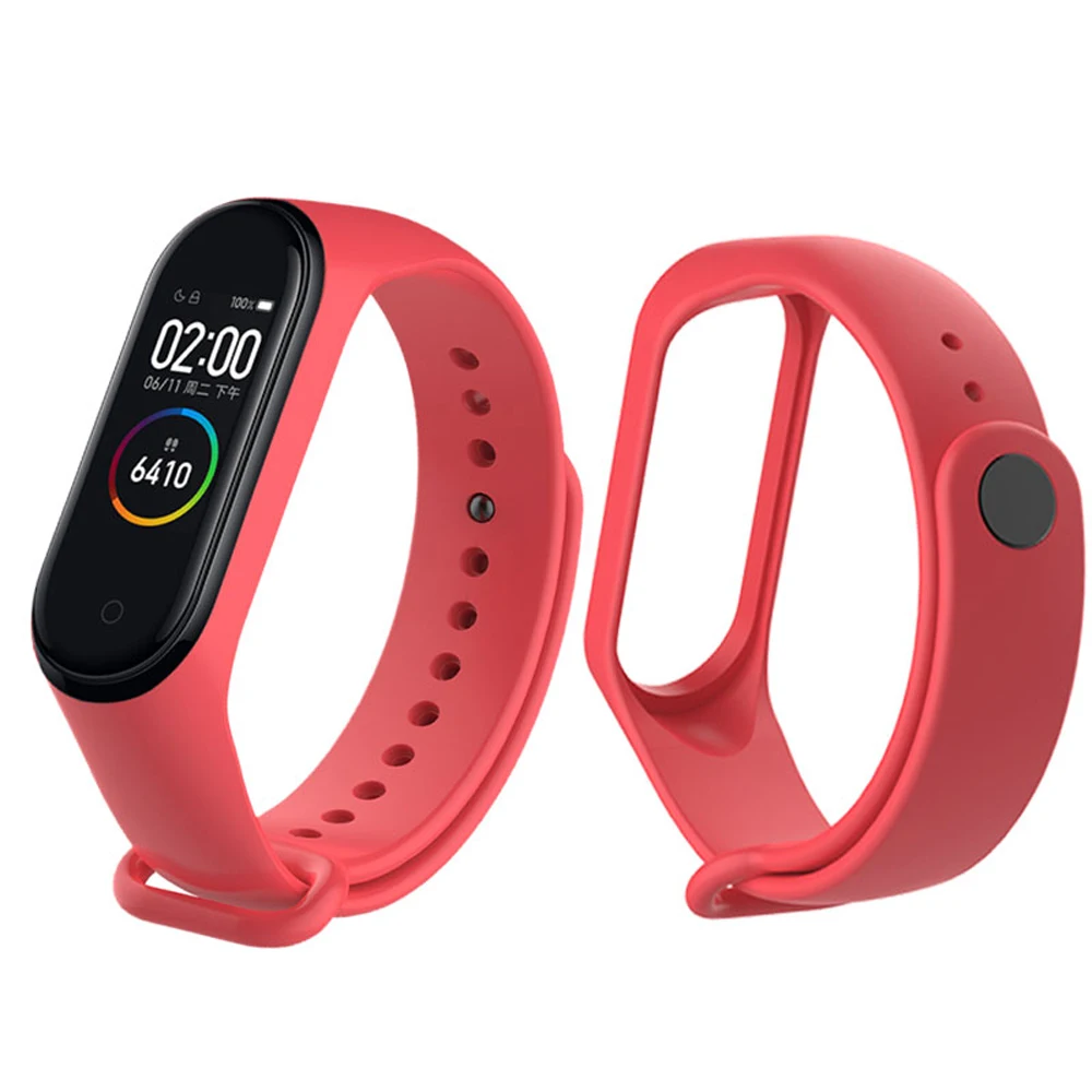 

M3 M4 Strap Bracelet For Xiaomi Mi Band 5 4 3 Strap Silicone Black Wrist Strap For Xiaomi Mi Band 3 4 Wriststrap Bracelets, Red,blue,pink,black and so on
