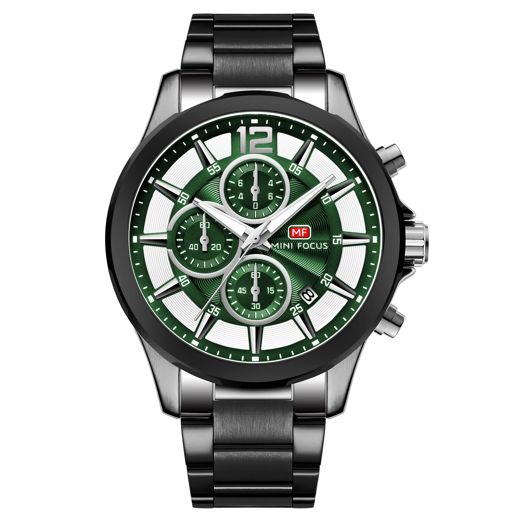 

Mechanical Style Green Mirror Six Needles Movement Reloj Impermeable Para Hombre Calendar Luminous Steel Belt Men's Watches, 4 colors