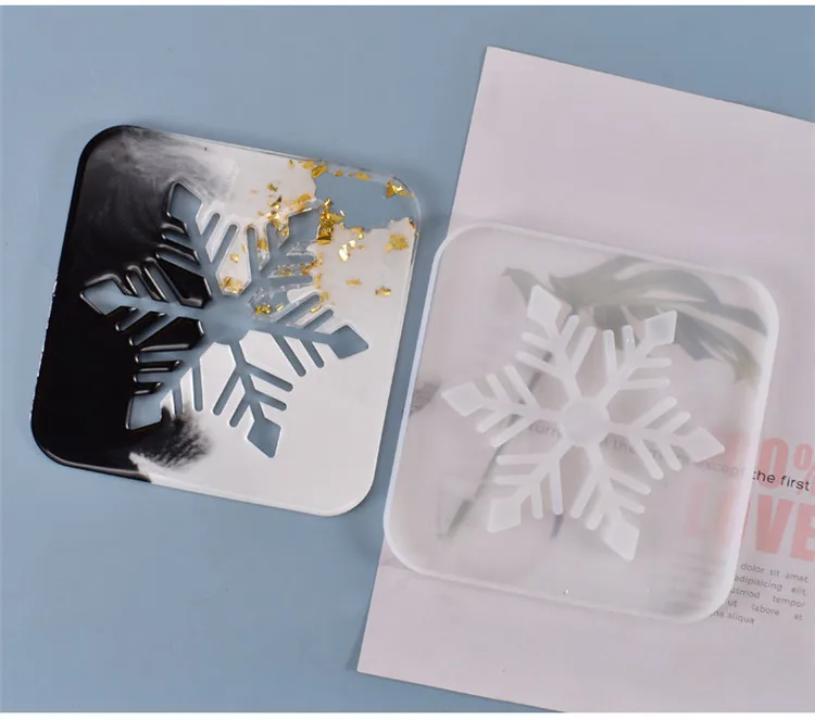 

Y1240 New christmas snowflake silicone resin mold snowflake coaster mold, White