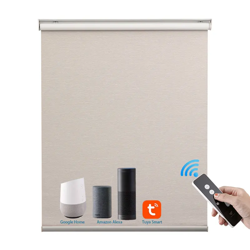 

WIFI Smart Control Tubular Google Home Smart Curtain Motorized Blackout Roller Blinds, Customized color