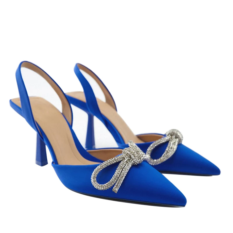 

2022 Luxury Summer Sandals Big Size 42 Women Sexy Satin Pumps High Heels Pointed Wedding Party Brand Fashion Shoes For Lady, Multicolour