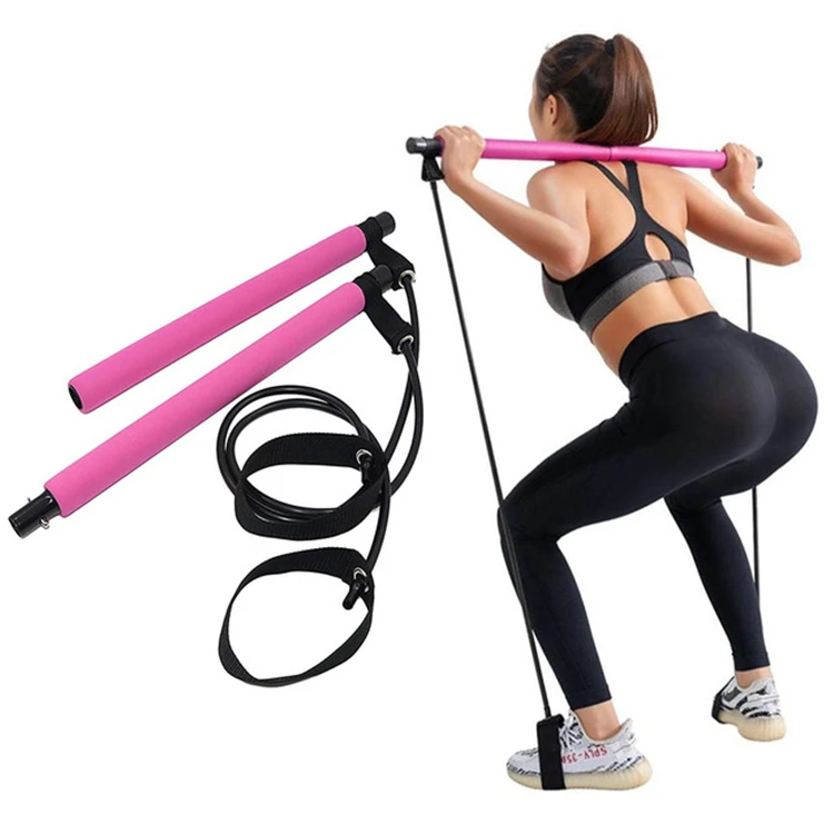 

Oyoga Oem Kit Workout Yoga Band Gym Stick Pilates Bar Resistance, Pink/purple
