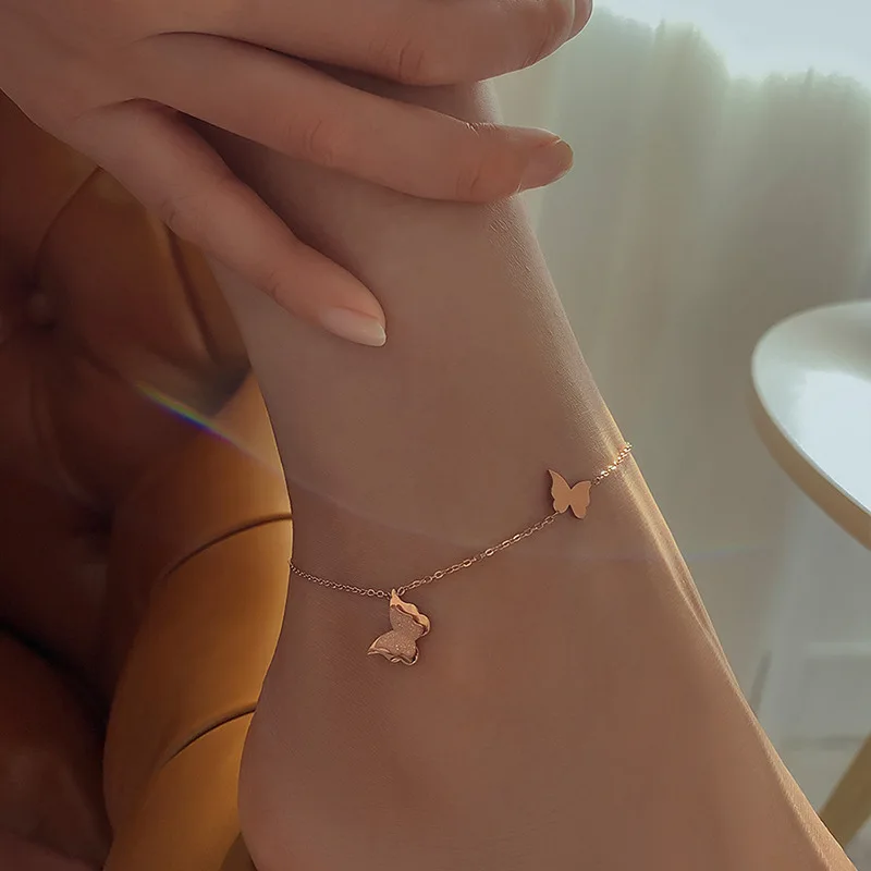 

fashion gold plated steel feet jewelry butterfly anklet women