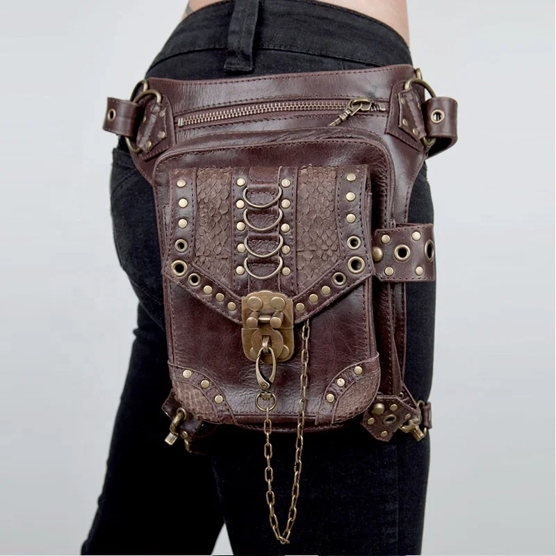 

Women bag Pocket pu leather Steampunk retro slap-bag messenger bag