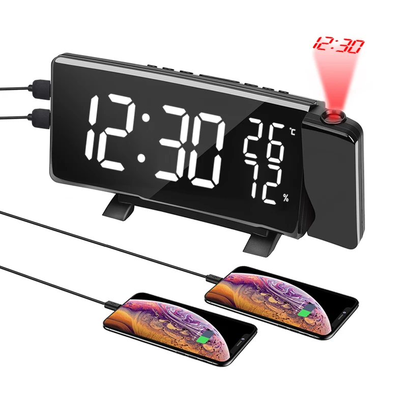 

Hot Selling Digital & Analog-Digital Clocks Led Alarm Clock Wall Electronic Night Light Home Radio, White+red+blue