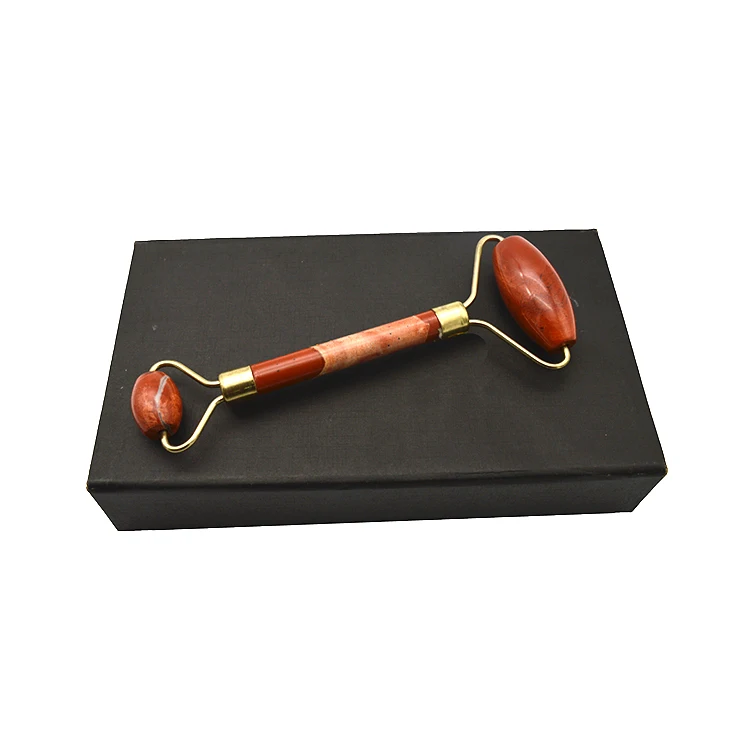 最佳销售红色碧玉按摩滚轮红石面部滚筒红色石英面部按摩辊