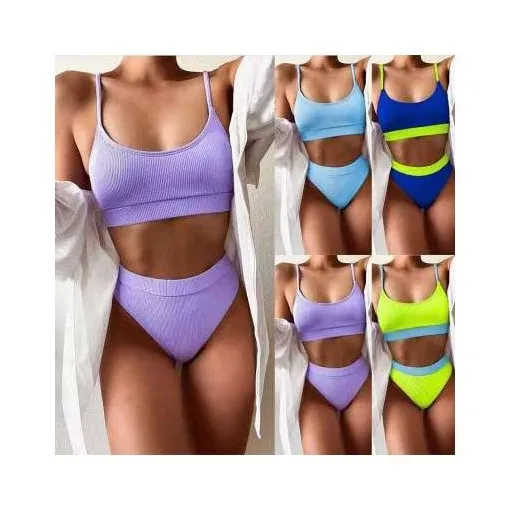 

Fvshion Ladies Splice High Waist Swimwear Costumi Da Bagno Sexy Bikini Bayan Mayo Costumi Da Bagno Women Custom 2 Piece Swimsuit