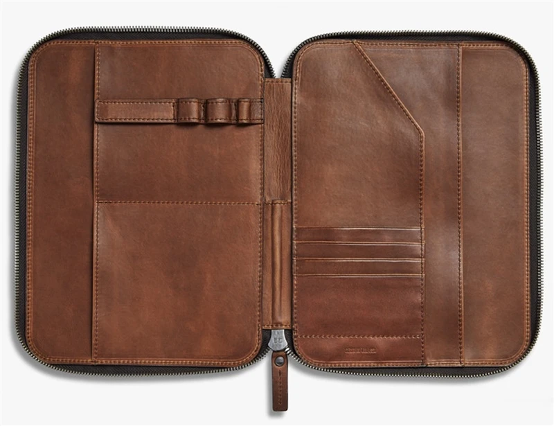 A4 Laptop Case Leather Tech Portfolio Organiser for Tech Devices, Passport, Smartphone, Tablet