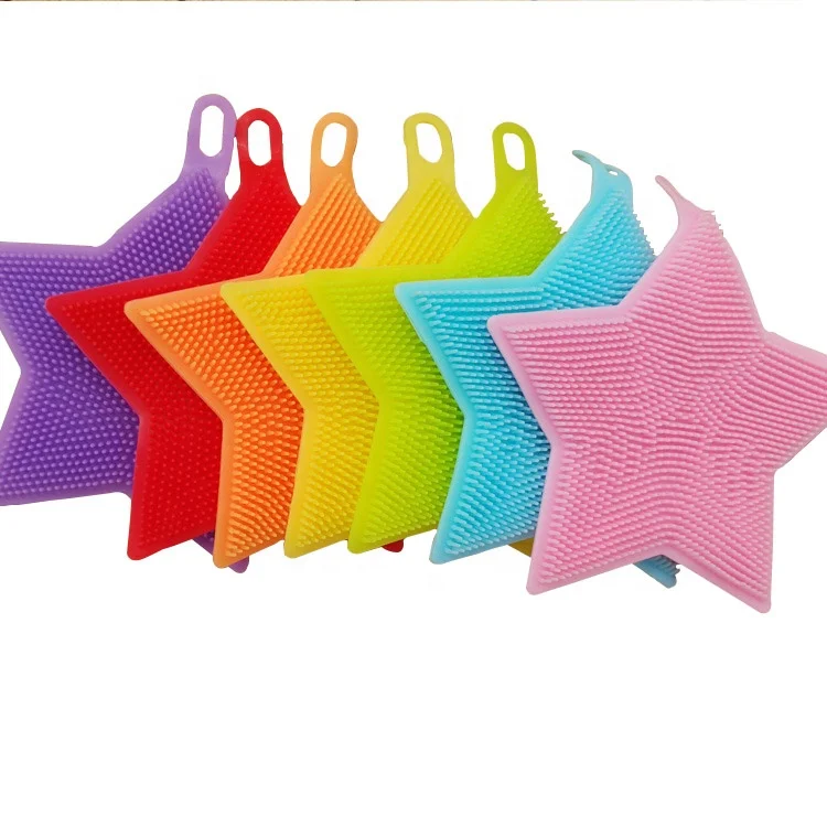 

Five-pointed Star Shape Kitchen Dishwashing Silicone Brush Cleaner, Blue,red,yellow,orange,pink,purple,green