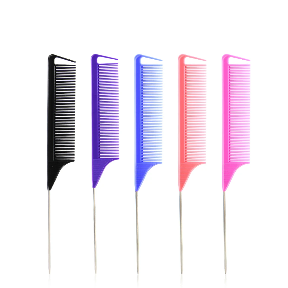 

masterlee Custom Parting Plastic Antistatic Comb Heat Resistant Rat Tail Detangling Pink Hair Brush Combs, Customized color