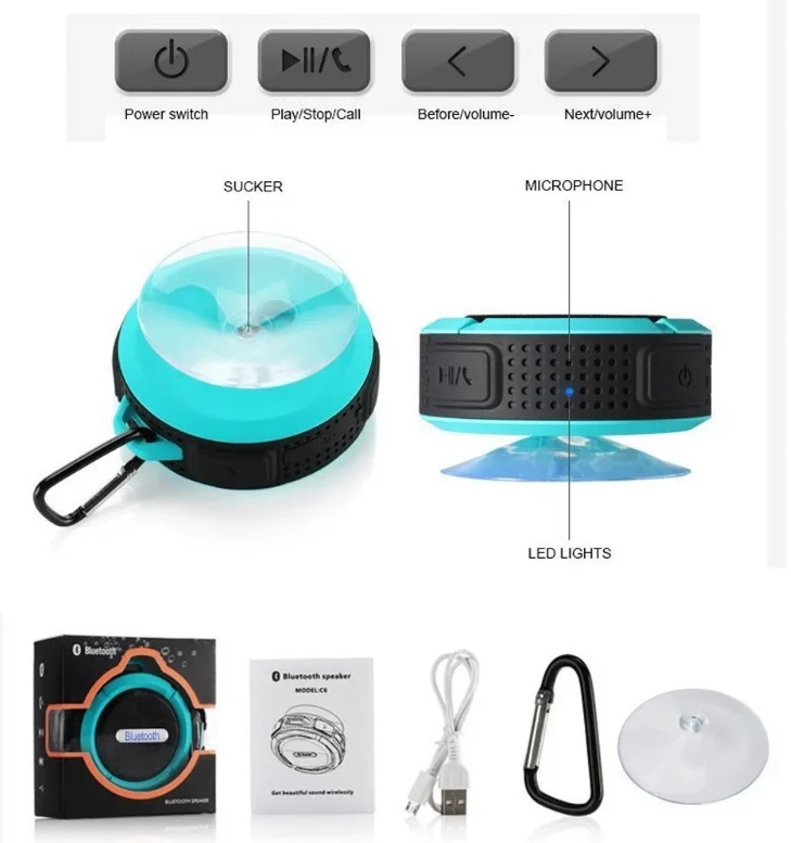 Promotional Gift outdoor mini IPX5 Waterproof wireless portable speaker C6 outdoors - ANKUX.COM