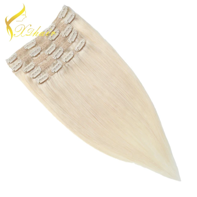 

613 Double Drawn Clip In Russian Remy Human Hair Extensions, In stock color: #613;other colors can customize