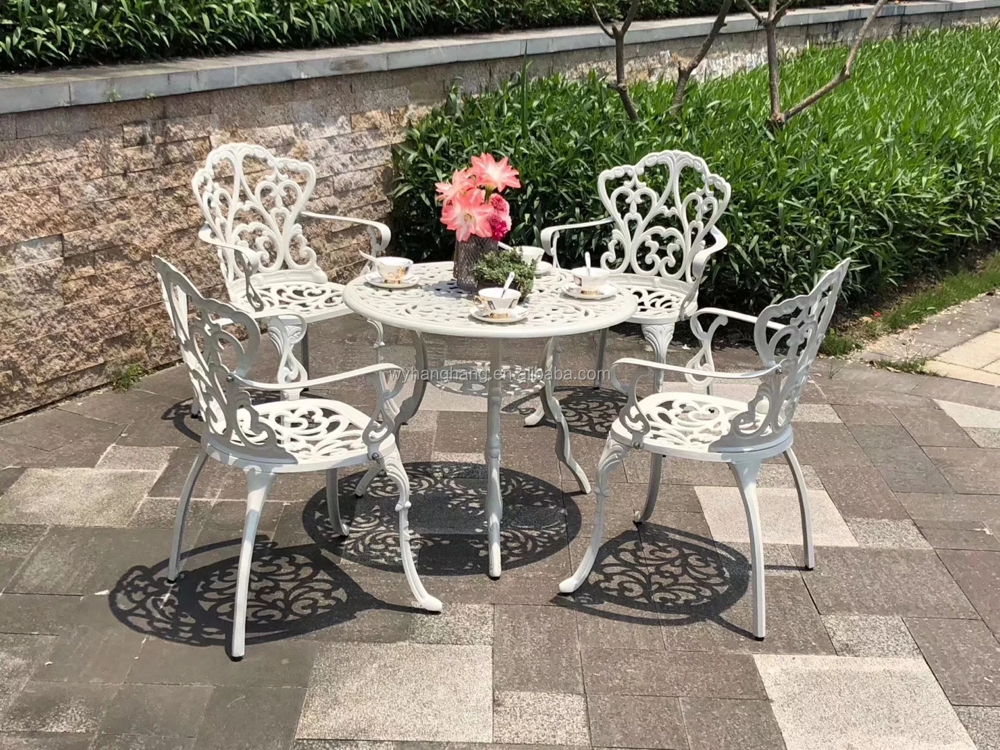 Details about   Outdoor Bistro Set Garden Patio Table Chairs/Bench Furniture Cast Aluminium 