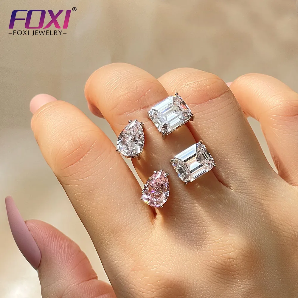 

2022 new FOXI jewelry S925 silver 5A crushed ice zircon cz crystal poison ring