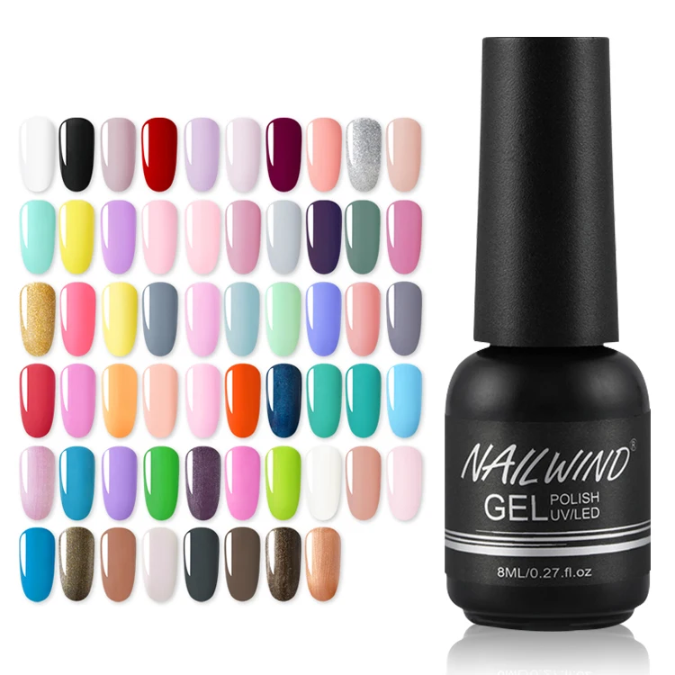 

NAILWIND wholesale oem private label nail art 8ml pure colors nail art gel polish semi permanent soak off uv gel with 58 colors