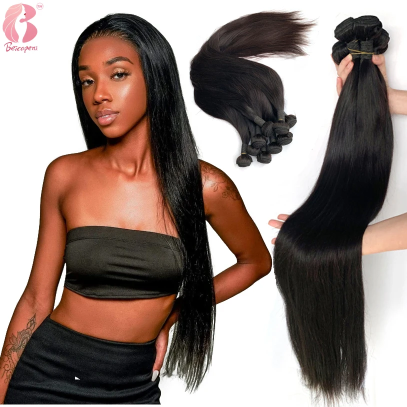

Brazilian virgin straight human hair bundles with lace closure, 100% Unprocessed Raw Virgin cuticle aligned hair weave