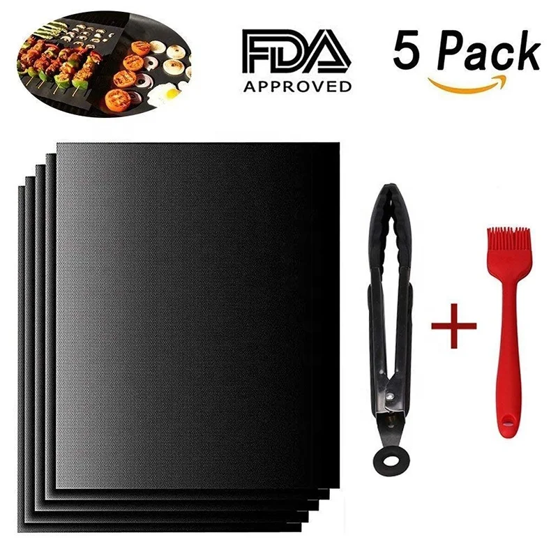 

Customized Non stick High temperature Resistant Grillmatte with logo, Black