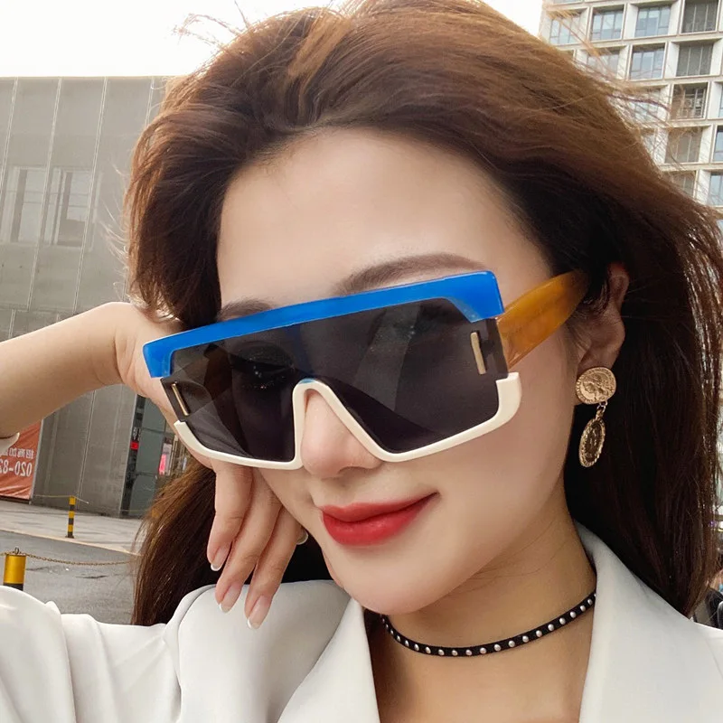 

2021 Retro Rivet PC Large Frame Candy Color Sunglasses Men One Piece Oversized Sunglasses Women, As pictures show