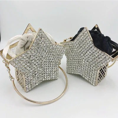 

Designer clutch bag Star shape Rhinestone Evening Bags coin purses and handbags 2 pcs set carteas para mujer