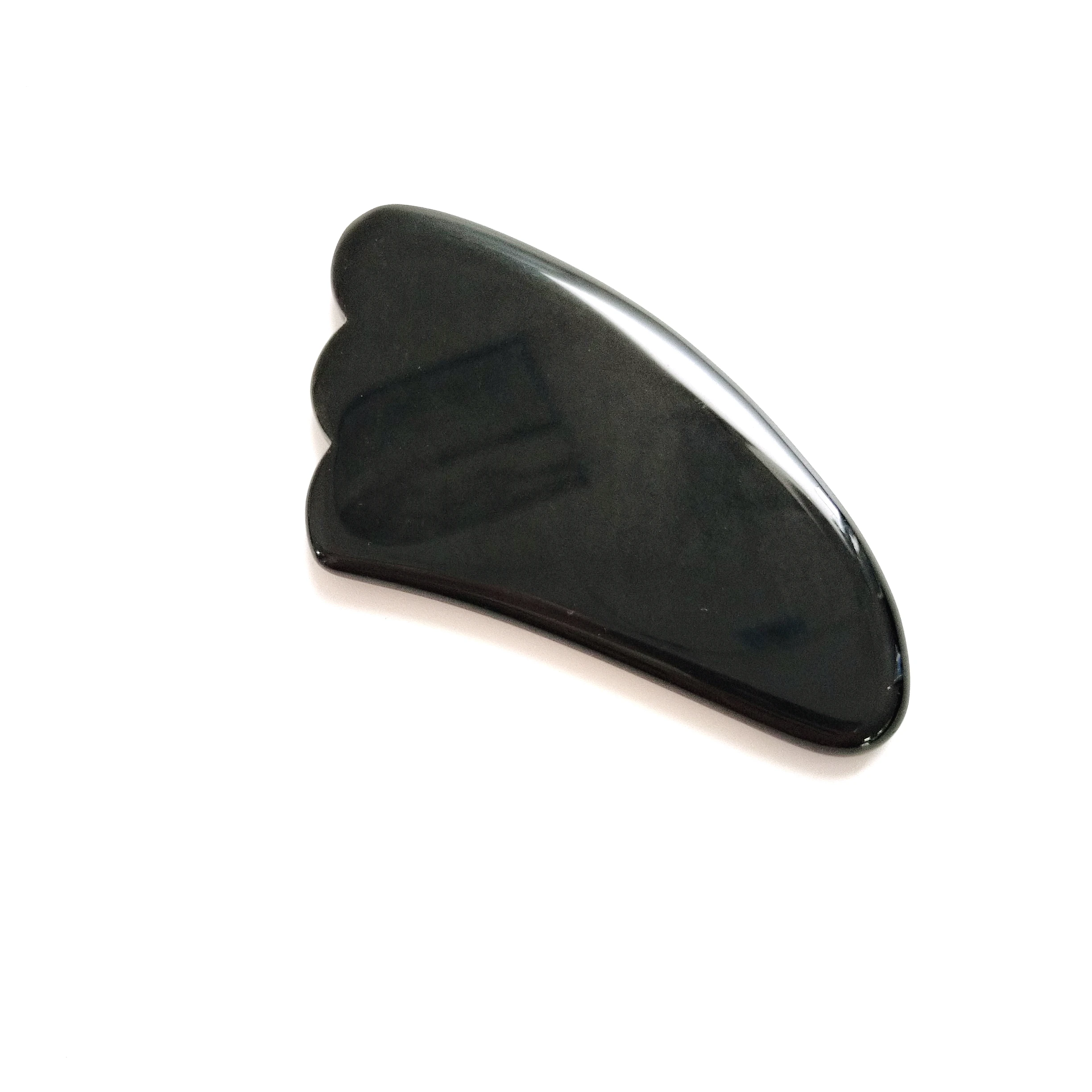

New Style Facial gua sha board new shape spiky customized shape Spiky Black Obsidian massage