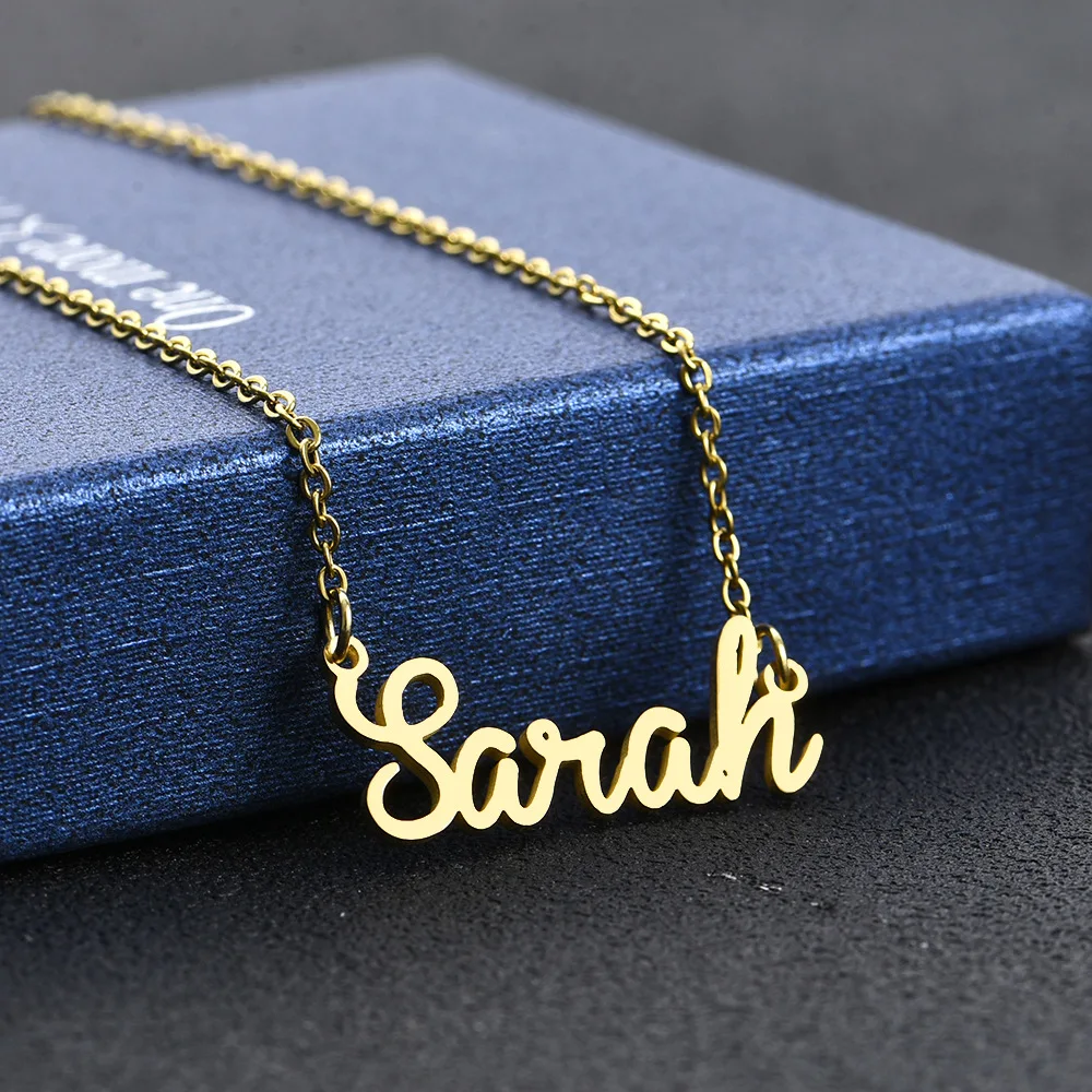 

30 names Stainless steel material cursive letter necklace Olivia Sarah Kayla name necklace personalised custom names necklace
