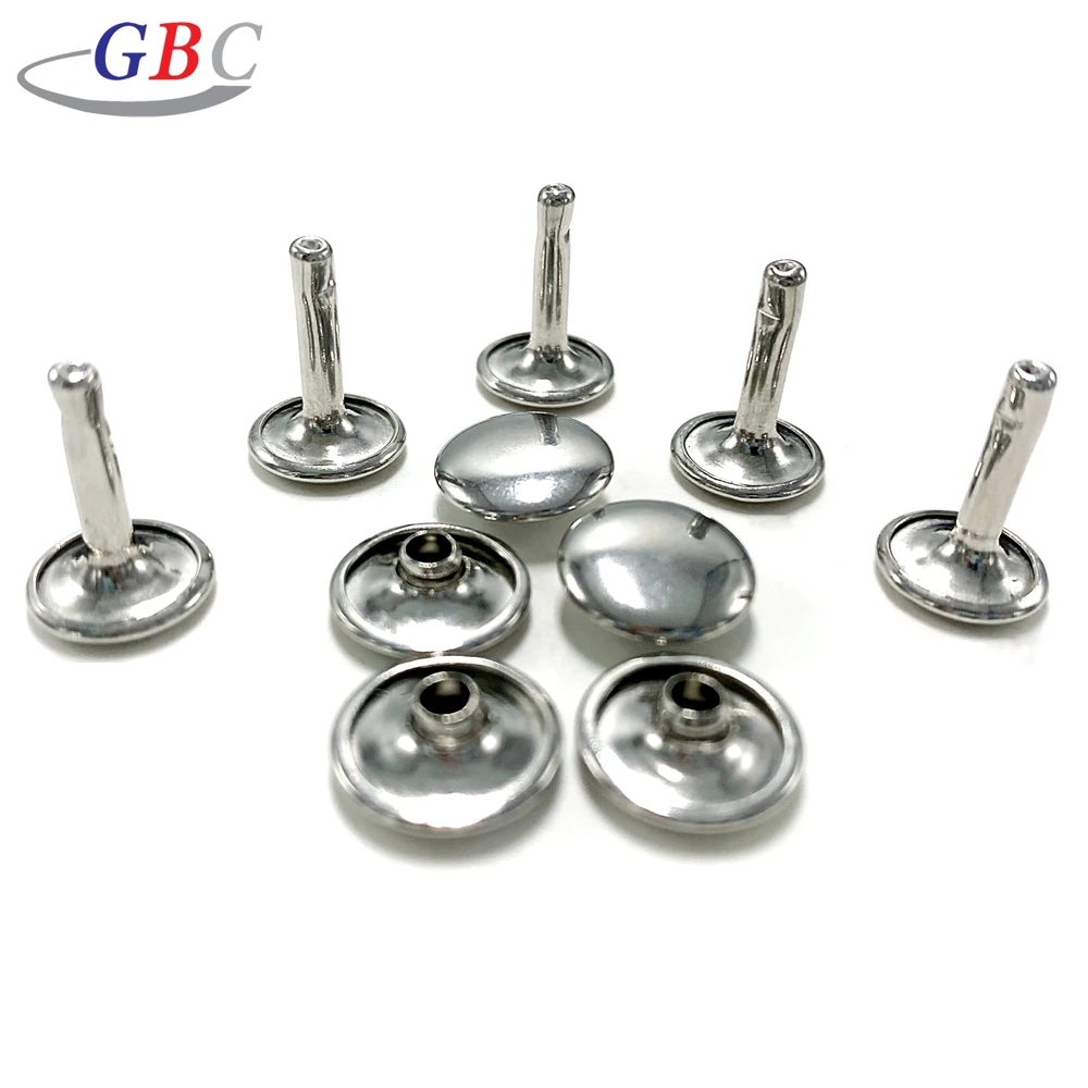 

Fancy different size double cap stainless steel pop rivet for leather, Nickle, customized