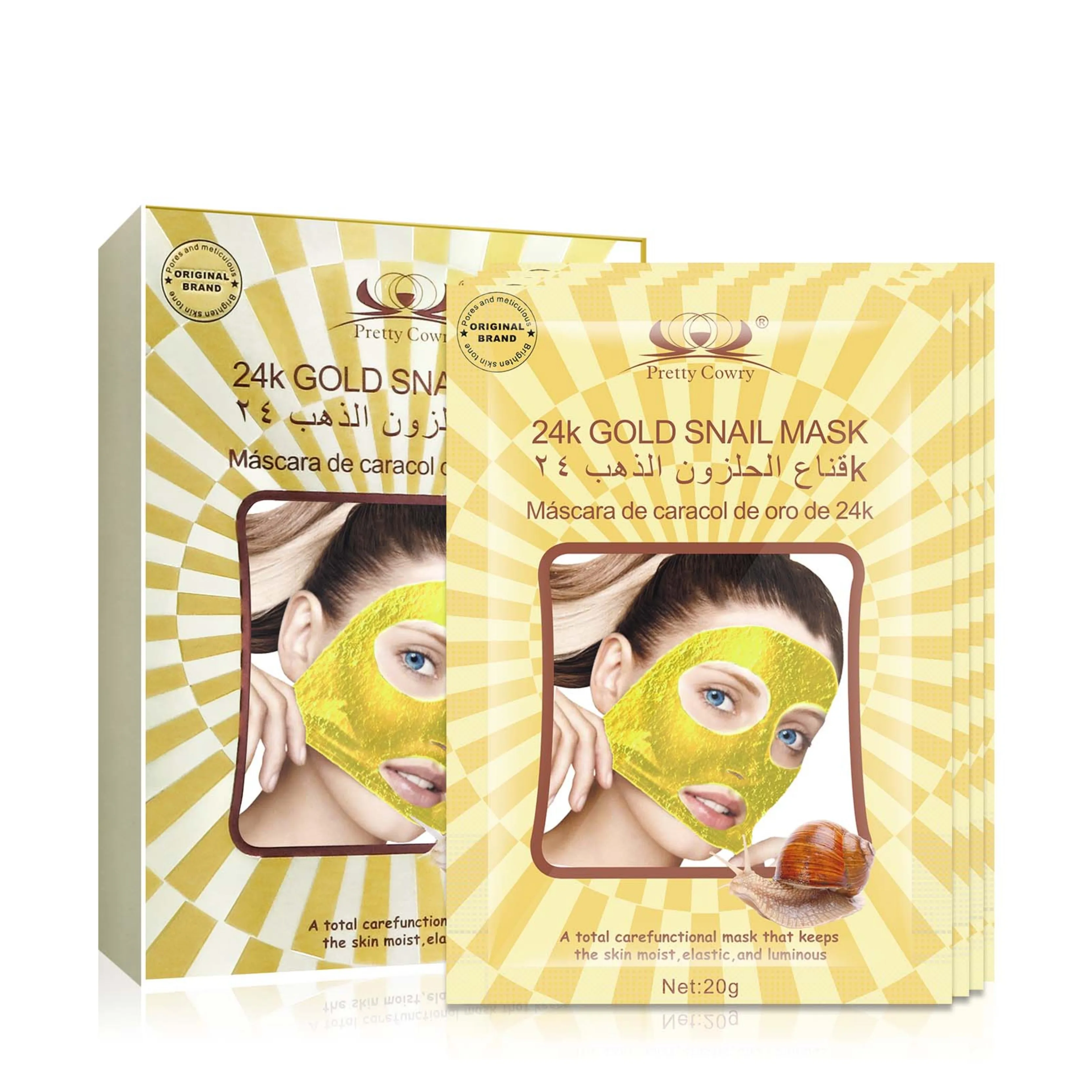 

pretty cowry 200ml Natural pores Deep Cleaning skincare Firming and moisturizing the skin 24k Gold Snail Tear mask