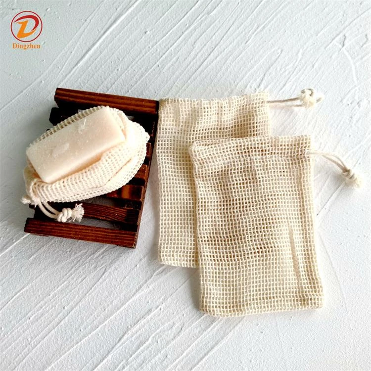 

Reusable Bubble Soap Bag Mesh Cleaning Drawstring Washable Cotton mesh Bags