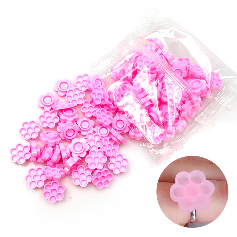 

Wholesale 100Pcs Pink Glue Adhesive Holder Blooming Rings Plum Blossom Cup