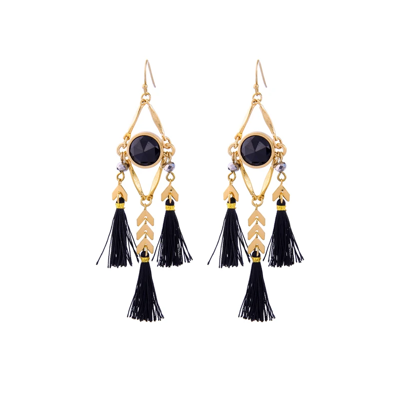 

ed00240c 2021 Ethnic Tassel Bohemian Unique Jewelry Boho Statement Eye Pendant Gold Plated Female Hook Earrings For Women, As pictures
