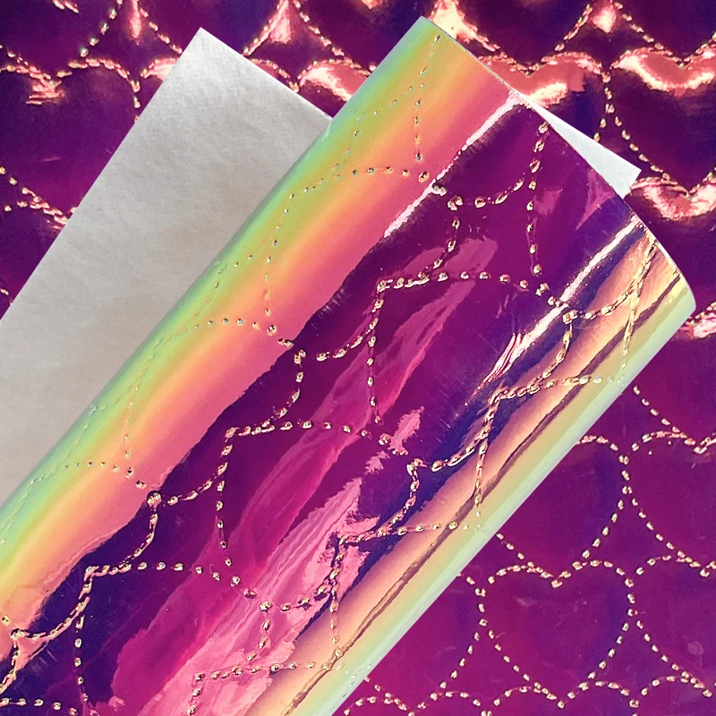 Wholesale Metallic Pu Leather Fabric Holographic Diamond Embossing Shiny Waterproof Abrasion-Resistant Upholstery Sofa Garment