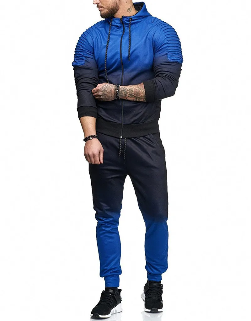 

Men's Casual Sports Suit Hot Style Gradual Stripe Europe and America Sportswear For Male