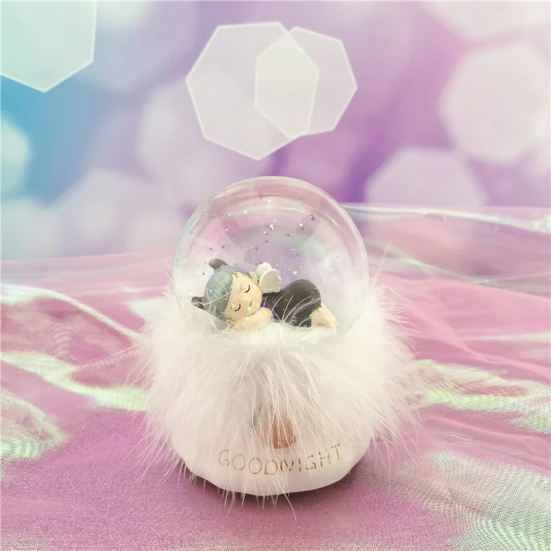Natural Resin Angels Transparent Crystal ball Angelic Sleeping For Baby Room Decor Valentine Day Gift