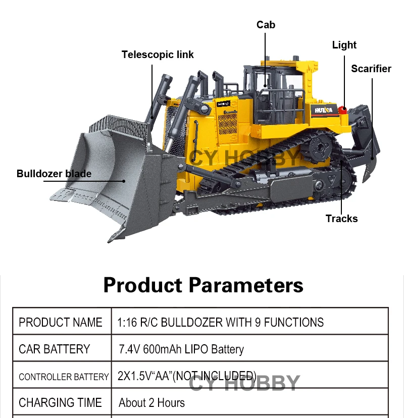 huina rc bulldozer 1569