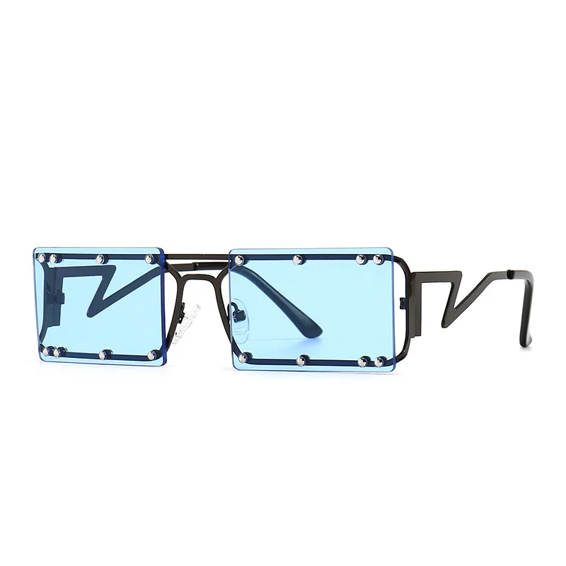 

Small Frame Square Metal Rivet Rectangle Sun Glasses Men Women UV Protection Modern Fashion Sunglasses, Custom colors