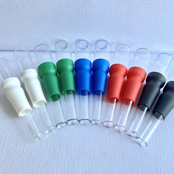 

Cheap Flexible Smoking disposable tips glass blunt holder wholesale glass filter tips weed diamond blunt holder, Mix color