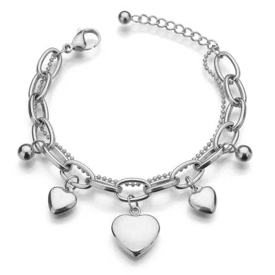 

New Design Fashion Bracelets Jewelry Love Heart Charm Stainless Bracelets For Female