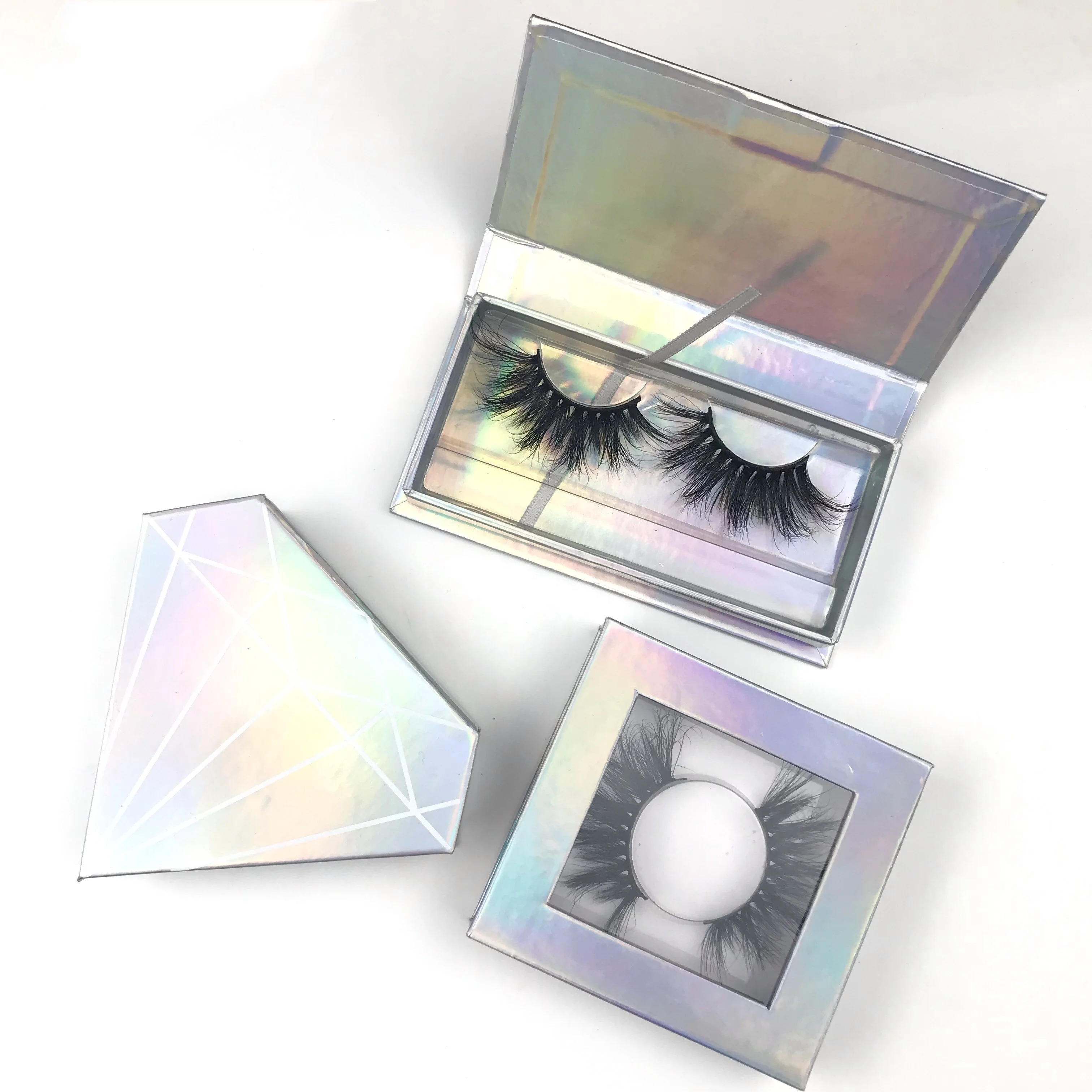 

For false eyelashes custom free design luxury holographic paper mink eyelash magnetic lashbox packaging vendor