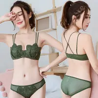 

New sweet girl sexy non-steel ring gathered comfortable push up bra set