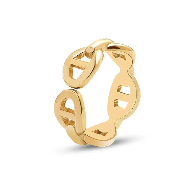 

Vintage Geometric Japanese Open Ring in 18K Gold Plated For women