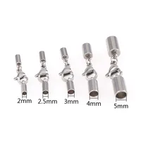 

5PC Stainless Steel End Lobster Claw Clasps Caps Extended Chain Jump Rings Jewelry Connector Fit 2/2.5/3/4/5mm Leather Cord