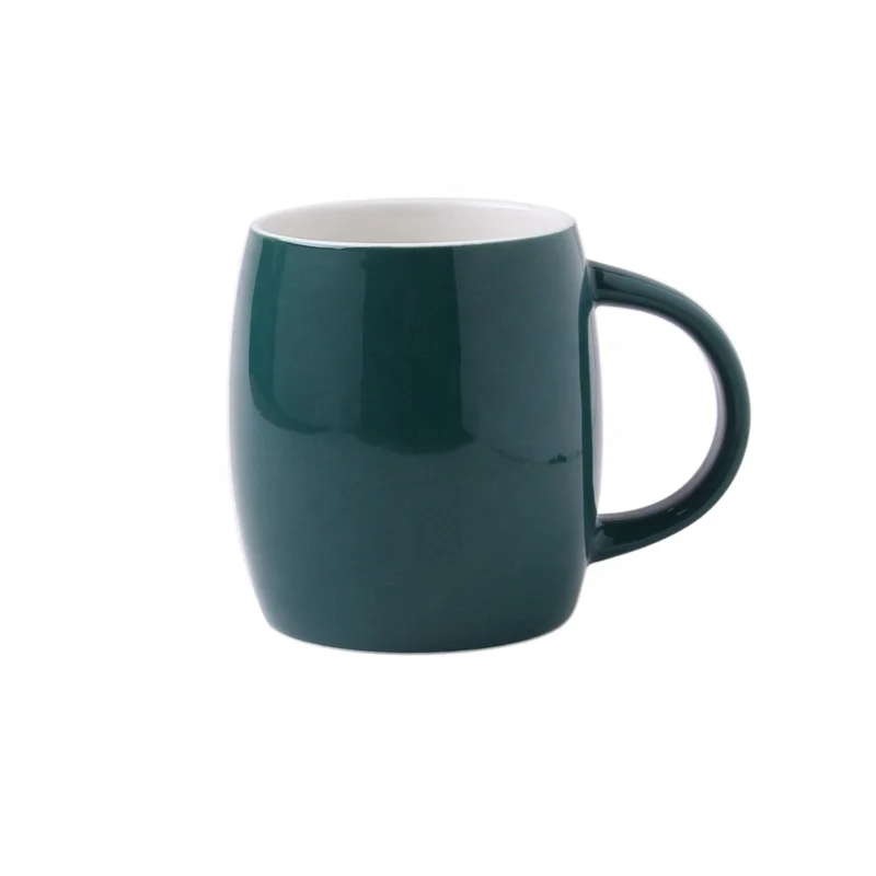 

China Manufacturer produce high quality 400ml 14oz sublimation blank dark green ceramic coffee water milk mug cup