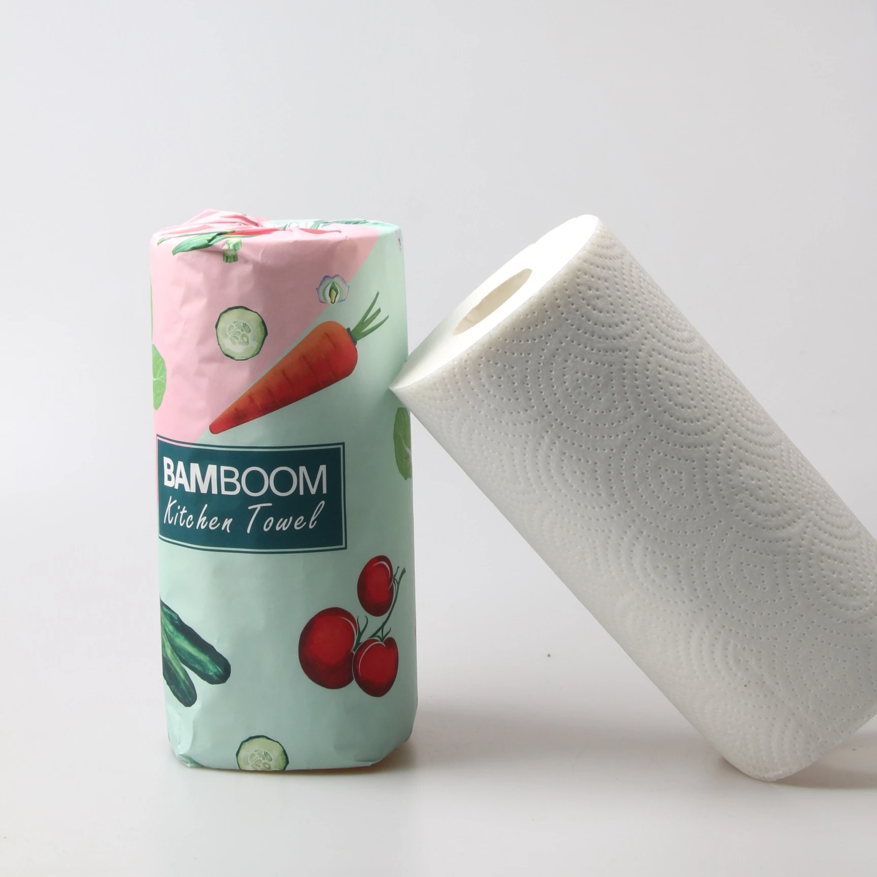 

Factory wholesale strong oil absorption bamboo full embossed kitchen paper towels, Bleached/unbleached