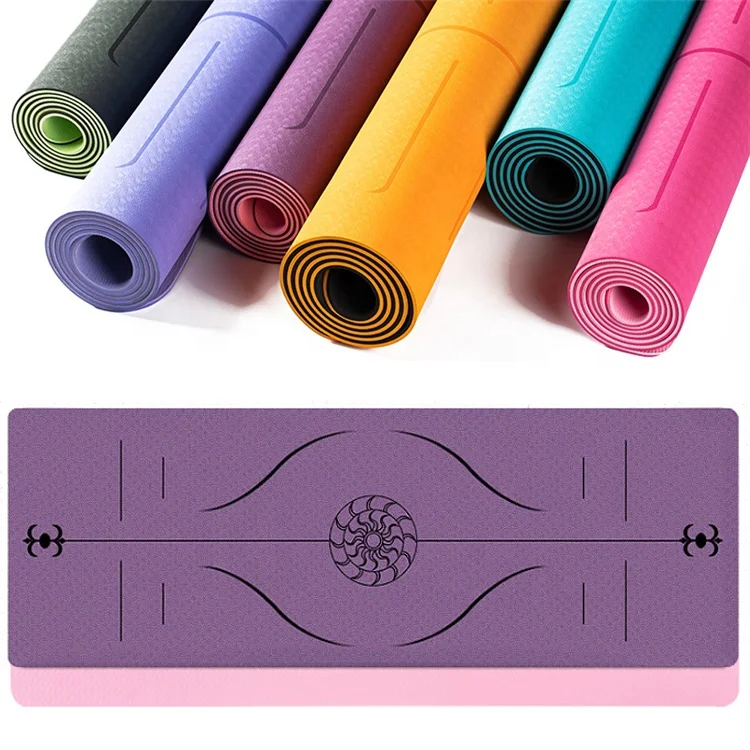 

Wholesale Fitness Double Side Custom Logo 6mm TPE Yoga Mat with Position Line, Customized and displayed