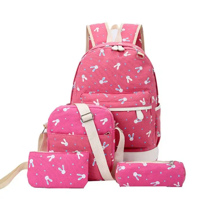 

2020091470 Rabbit School Bags 4pcs Set Canvas